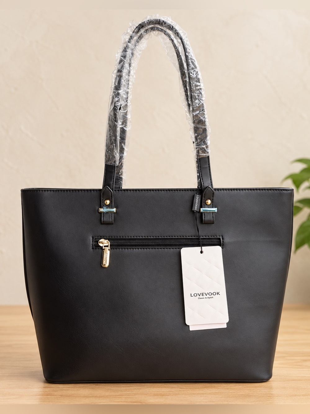 LOVEVOOK Black Laptop Tote Bag 15.6” Work Purse Gold Hardware NWT